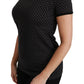 Elegant Black Dotted Cotton Dolce Top