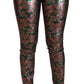 Elegant Bronze Leaf Metallic Trousers