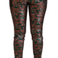 Elegant Bronze Leaf Metallic Trousers
