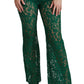 Elegant Green Lace Detailed Pants