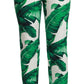 Elegant Green Brocade Pants with Banana Leaf Print