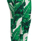 Elegant Green Brocade Pants with Banana Leaf Print