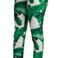 Elegant Green Brocade Pants with Banana Leaf Print