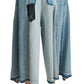Elegant Mid Waist Wide Leg Denim