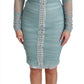 Elegant Blue Off Shoulder Silk-Blend Dress