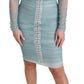 Elegant Blue Off Shoulder Silk-Blend Dress