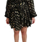 Elegant Black Gold Polka Mini Dress