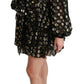 Elegant Black Gold Polka Mini Dress