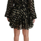 Elegant Black Gold Polka Mini Dress