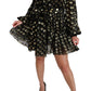 Elegant Black Gold Polka Mini Dress