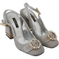 Elegant Shimmering Silver Ankle Strap Sandals