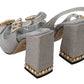 Elegant Shimmering Silver Ankle Strap Sandals