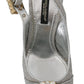 Elegant Shimmering Silver Ankle Strap Sandals