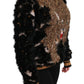 Elegant Leopard Motive Wool Blend Sweater