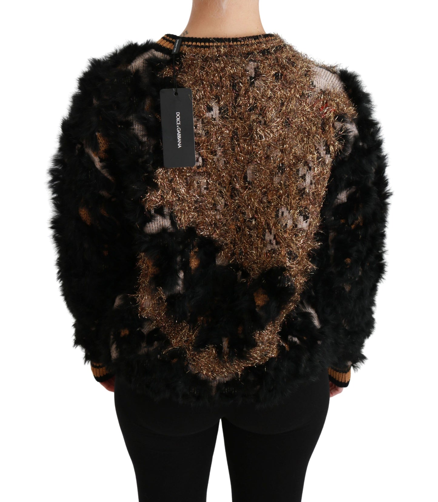 Elegant Leopard Motive Wool Blend Sweater