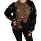 Elegant Leopard Motive Wool Blend Sweater