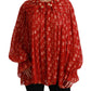 Elegant Silk Metallic Polka Dot Blouse