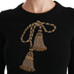 Elegant Virgin Wool Gold Tassel Sweater