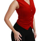 Elegant Red Sleeveless Silk Blend Vest