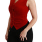 Elegant Red Sleeveless Silk Blend Vest