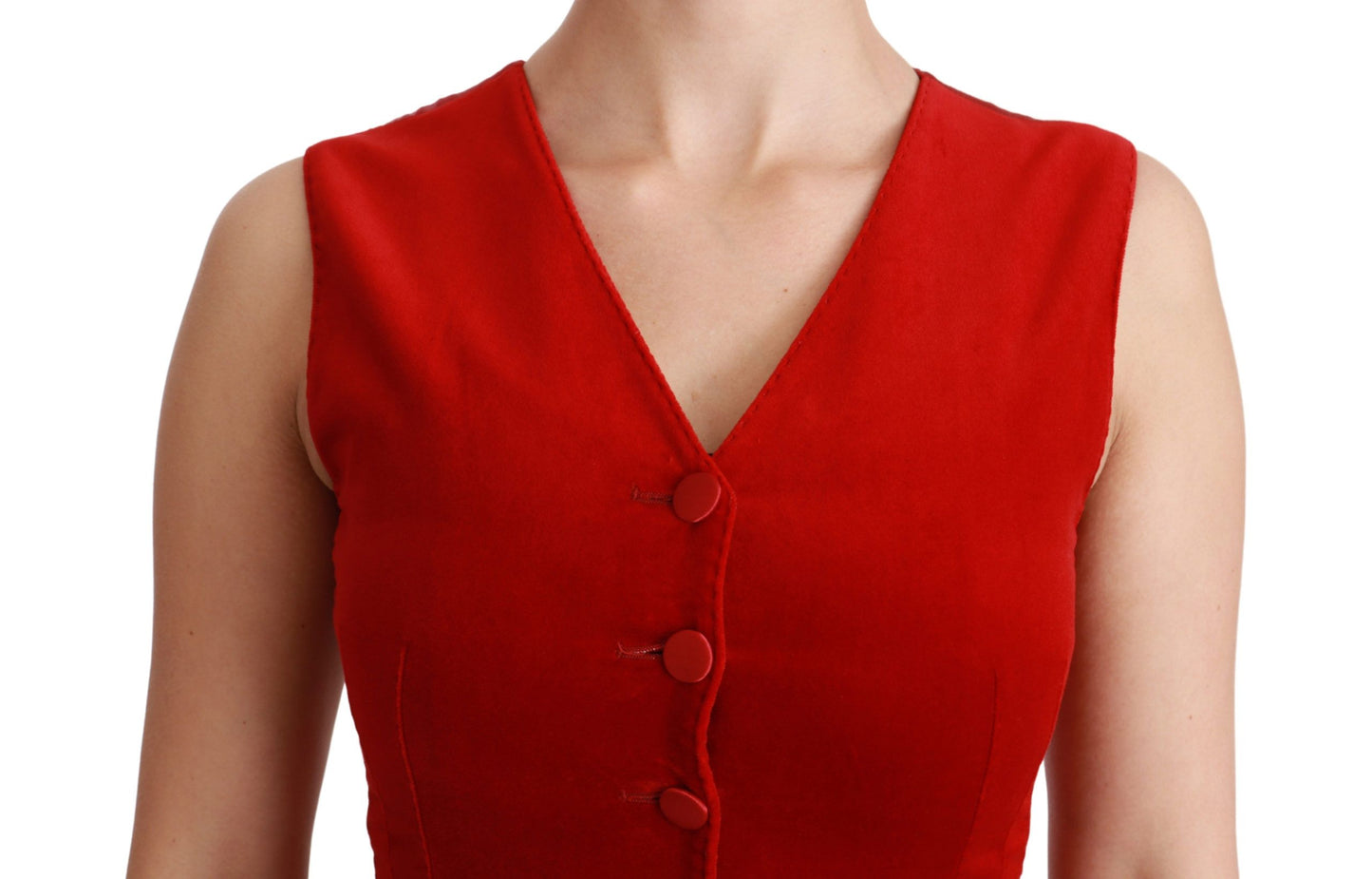 Elegant Red Sleeveless Silk Blend Vest