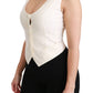 Elegant White Sleeveless Wool-Silk Blend Vest