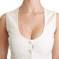 Elegant White Sleeveless Wool-Silk Blend Vest