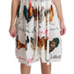 White A-Line Mini Dress with Rooster Print