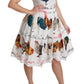 White A-Line Mini Dress with Rooster Print