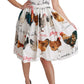 White A-Line Mini Dress with Rooster Print