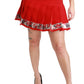 Elegant Floral Red High Waist Skirt