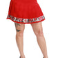 Elegant Floral Red High Waist Skirt