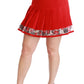 Elegant Floral Red High Waist Skirt