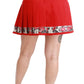 Elegant Floral Red High Waist Skirt