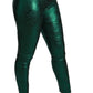 Elegant Green Jacquard Slim Fit Leggings