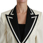 Elegant Cream & Black Detailed Blazer