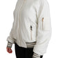 Elegant White Lace Bomber Jacket
