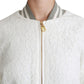 Elegant White Lace Bomber Jacket
