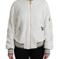 Elegant White Lace Bomber Jacket