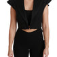 Elegant Black Cropped Blazer Vest