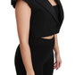 Elegant Black Cropped Blazer Vest