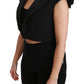Elegant Black Cropped Blazer Vest