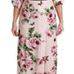 Elegant Pink Velvet Rose Print Maxi Dress