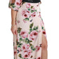 Elegant Pink Velvet Rose Print Maxi Dress