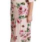 Elegant Pink Velvet Rose Print Maxi Dress