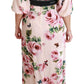 Elegant Pink Velvet Rose Print Maxi Dress