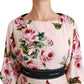 Elegant Pink Velvet Rose Print Maxi Dress