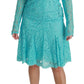 Elegant Light Blue Lace Sheath Dress