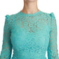 Elegant Light Blue Lace Sheath Dress