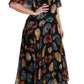 Elegant Sea Shells Print Silk Midi Dress
